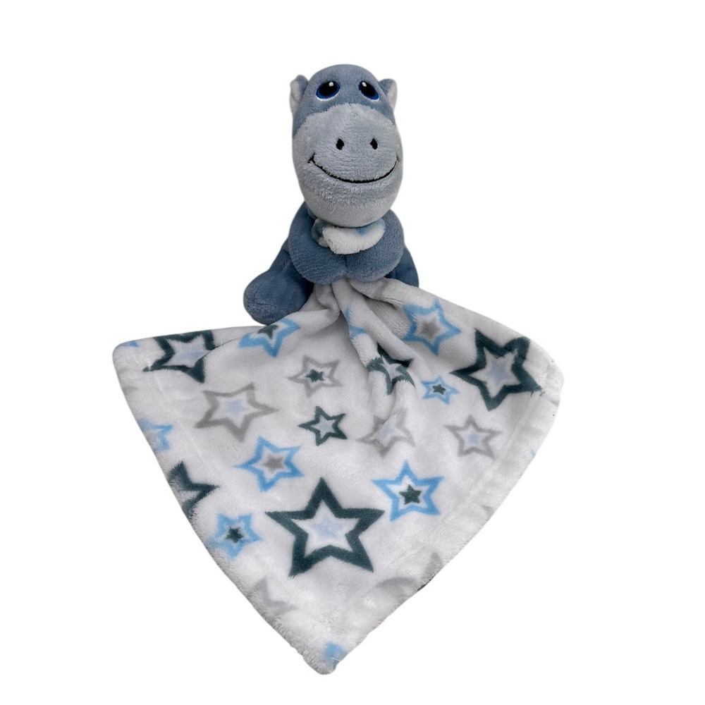 Little Beginnings Hippo Security Blanket Lovey Blue Star Plush Stuffed Animal